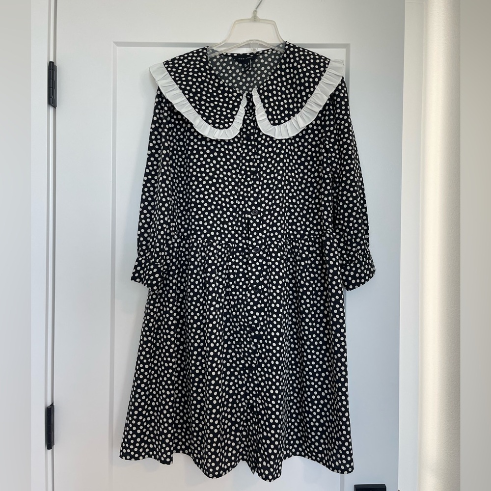 LIKE NEW ASOS Black and White Polka Dot Mini Dress